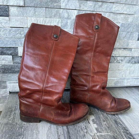 Frye Melissa Button Tall Leather Boot Cognac Western Equestrian Riding Sz8.5 B - Picture 7 of 17